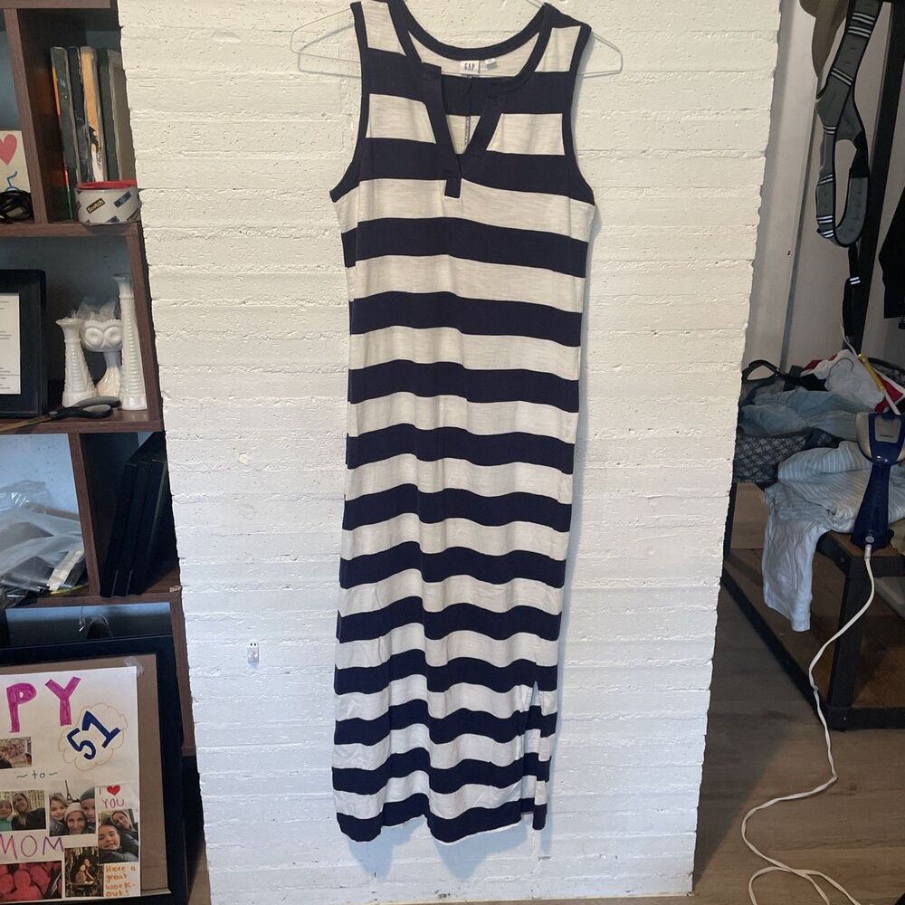 Gap Sleeveless Striped Maxi Dress, XS Nautical Coastal Sporty Americana - Picture 3 of 8